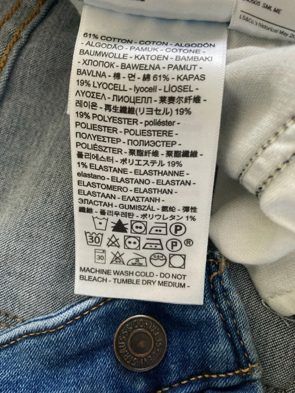 Levi's Blue Cropped Jeans with White Crochet Appliqués and Fringe - Picture 6 of 6